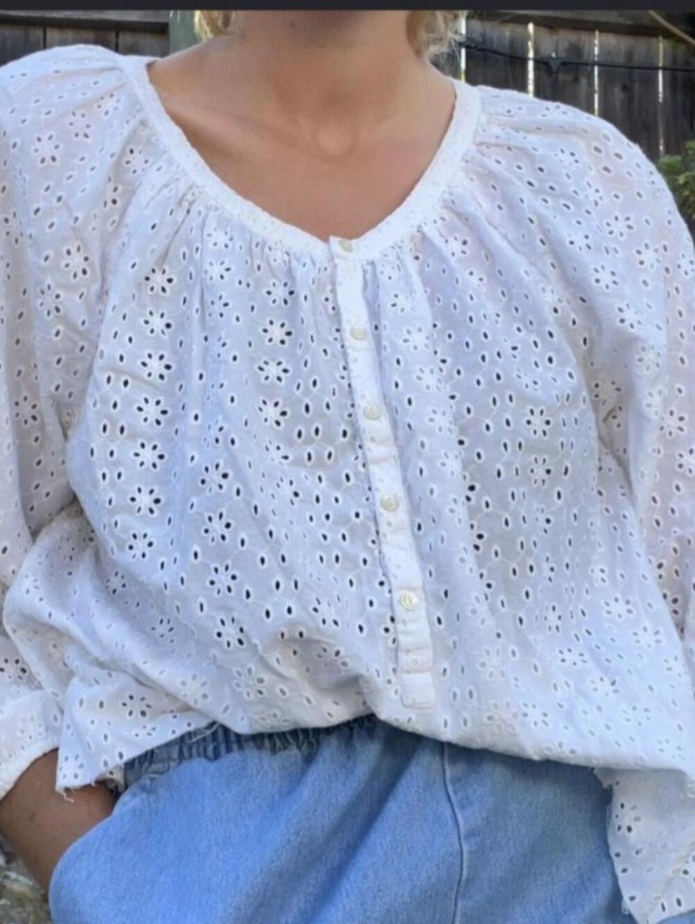 White Eyelet Cotton Women’s Top